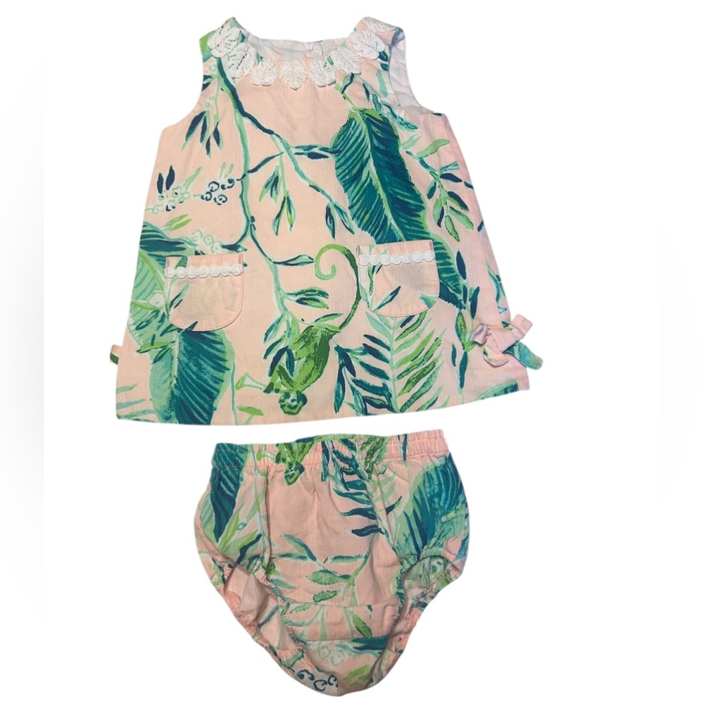 Lilly Pulitzer Coral Reef Tint Chimpouserie Shift Dress & Matching Bloomers